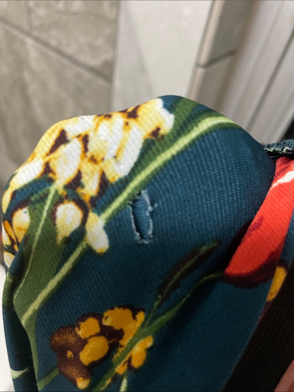 Teal Floral Swing Skirt Set with Red & Yellow Blooms - Picture 6 of 6